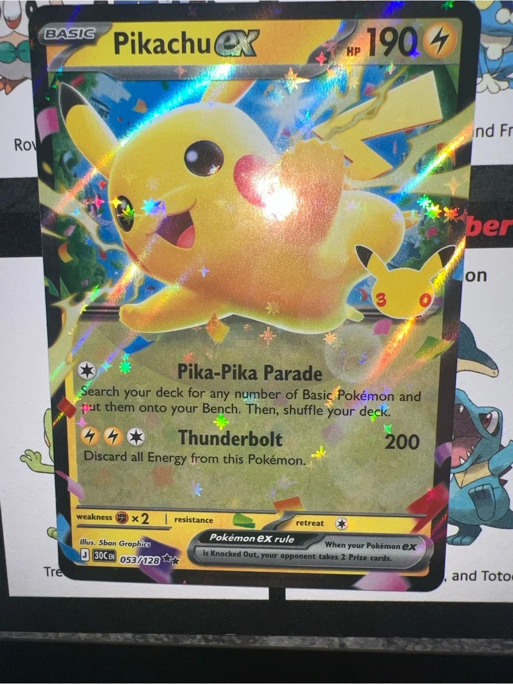 Pokemon Pikachu EX Holofoil Bright Yellow Lightning Art